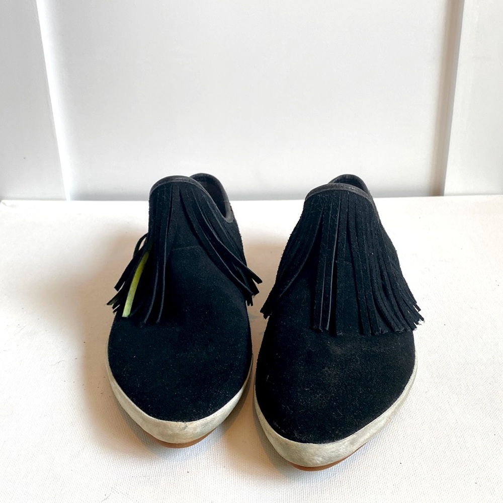 SANUK suede fringe flats